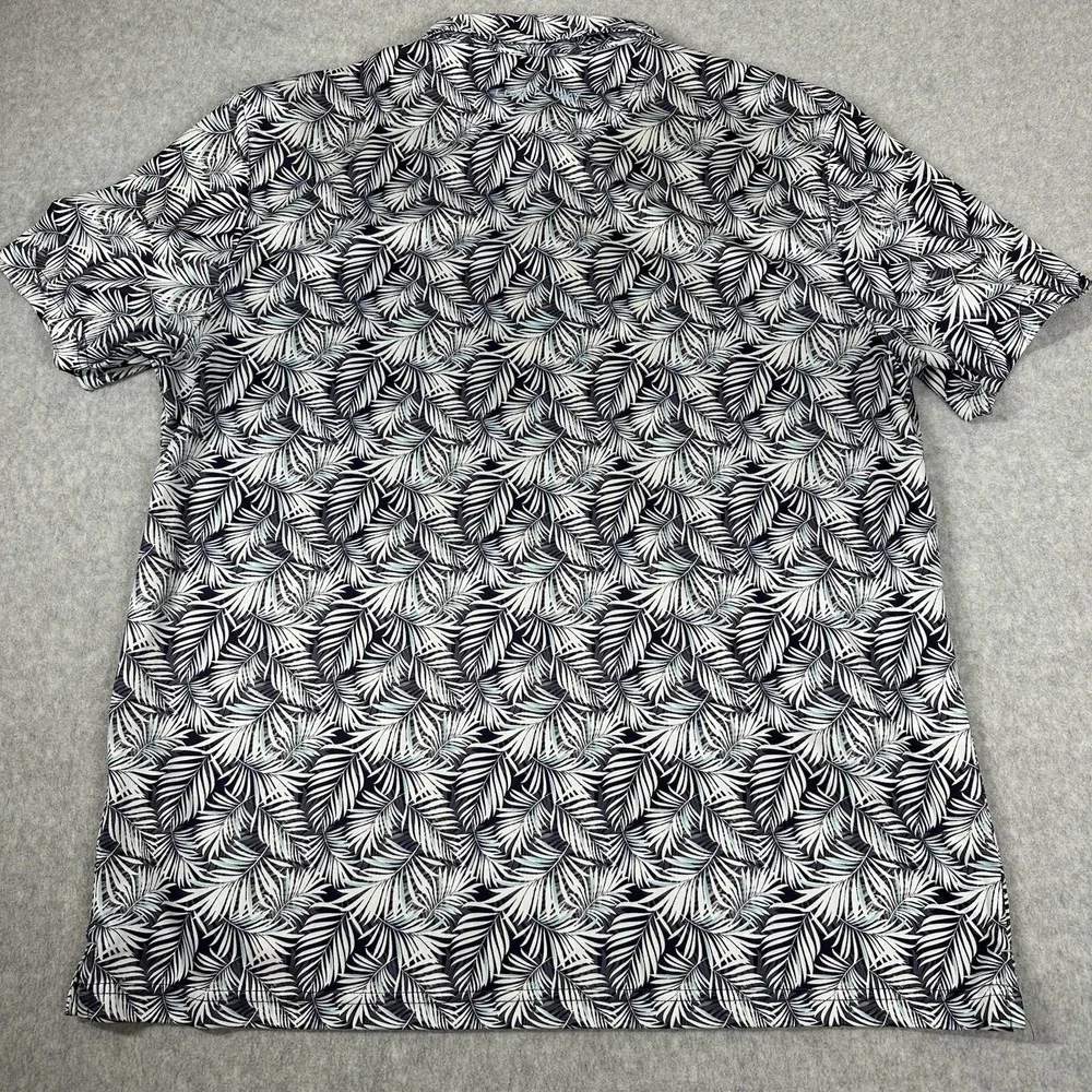 Black Clover‎ Men's Golf Polo Shirt XL AOP Palm Leaf Black White Stretch